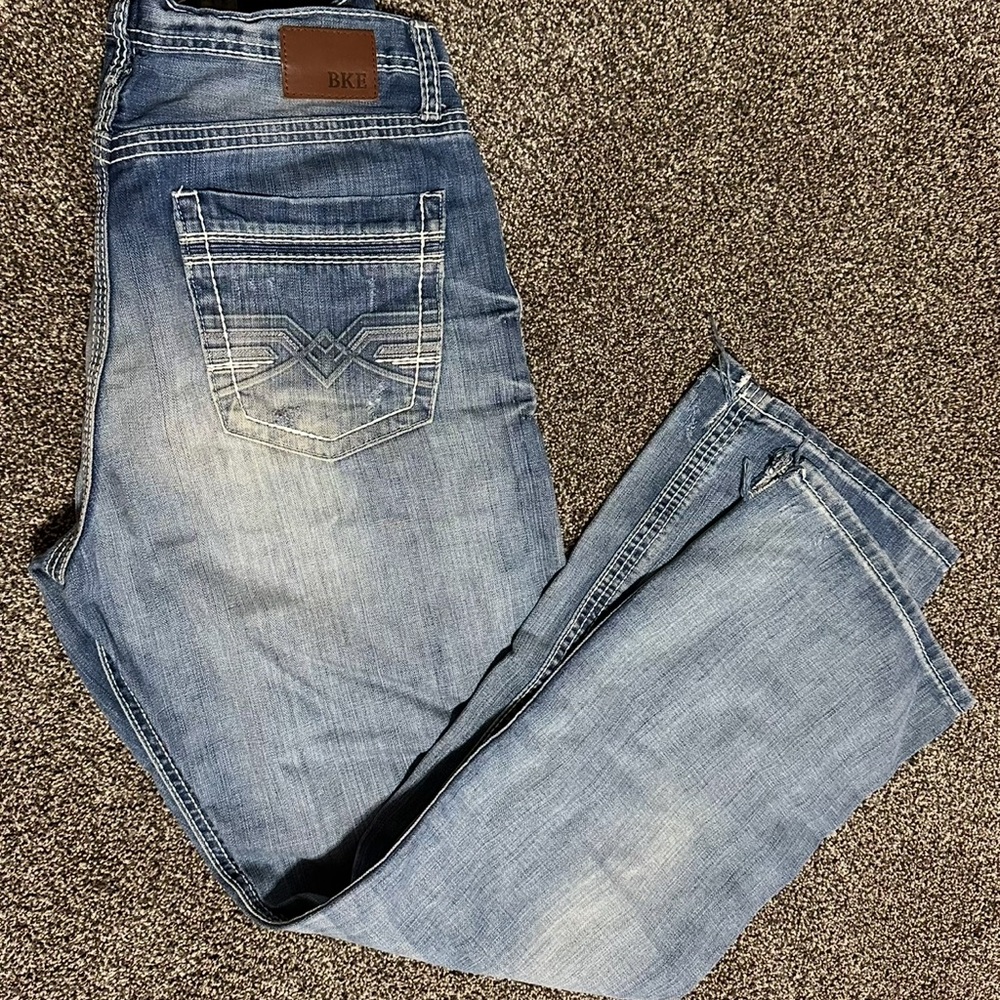 BKE Men's Light Blue Straight Jeans
